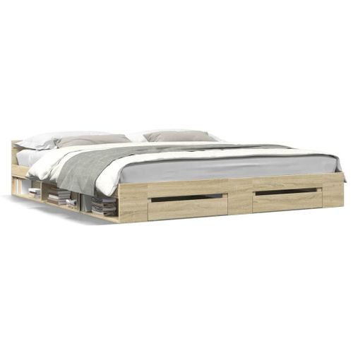 Vidaxl Cadre De Lit Avec Tiroirs Sans Matelas Chêne Sonoma 180x200 Cm