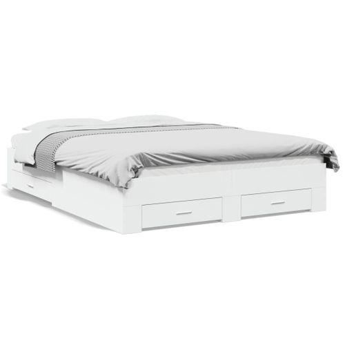 Vidaxl Cadre De Lit Avec Tiroirs Sans Matelas Blanc 140x200 Cm