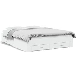 Vidaxl Cadre De Lit Avec Tiroirs Sans Matelas Blanc 140x200 Cm