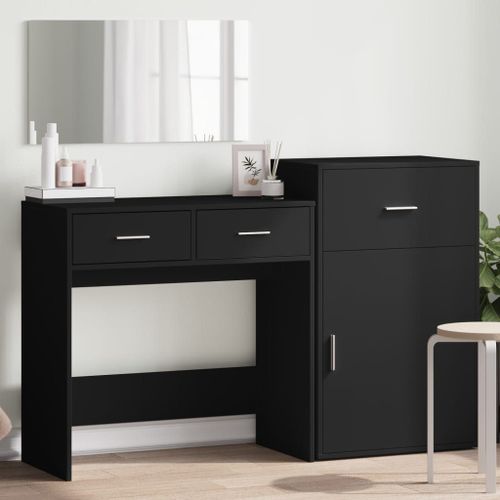 Vidaxl Ensemble De Coiffeuse 3 Pcs Noir Bois D'ingénierie