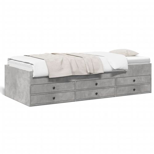 Vidaxl Lit De Jour Avec Tiroirs Sans Matelas Gris Béton 90x200 Cm
