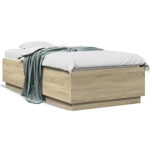 Vidaxl Cadre De Lit Avec Lumières Led Chêne Sonoma 90x190 Cm