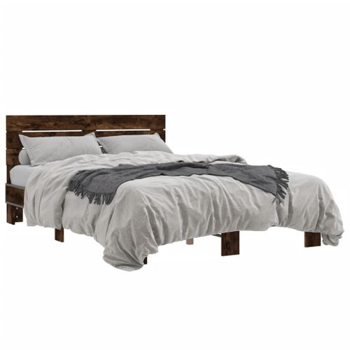 Vidaxl Cadre De Lit Sans Matelas Chêne Fumé 120x200 Cm