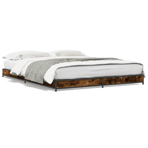 Vidaxl Cadre De Lit Sans Matelas Chêne Fumé 120x200 Cm