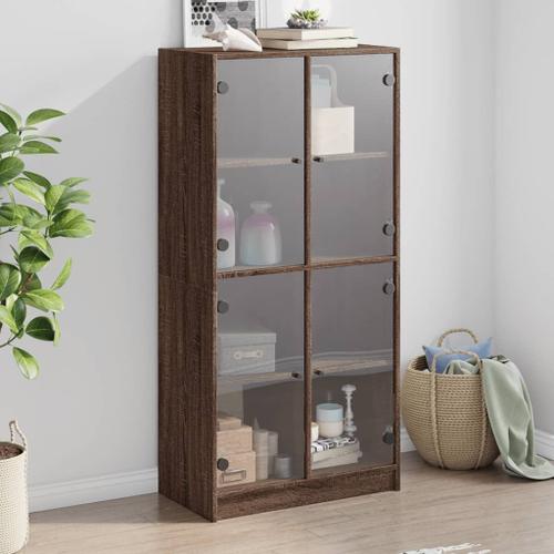 Vidaxl Buffet Haut Avec Portes Chêne Marron Bois D'ingénierie