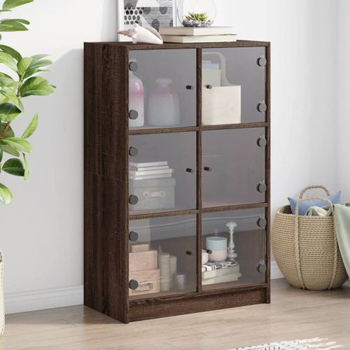 Vidaxl Buffet Haut Avec Portes Chêne Marron Bois D'ingénierie