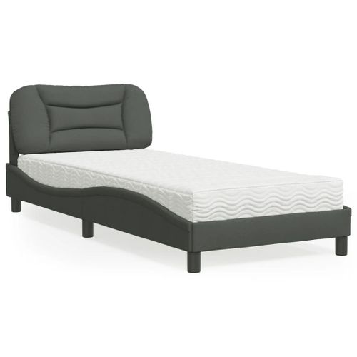 Vidaxl Lit Avec Matelas Gris Foncé 80x200 Cm Tissu