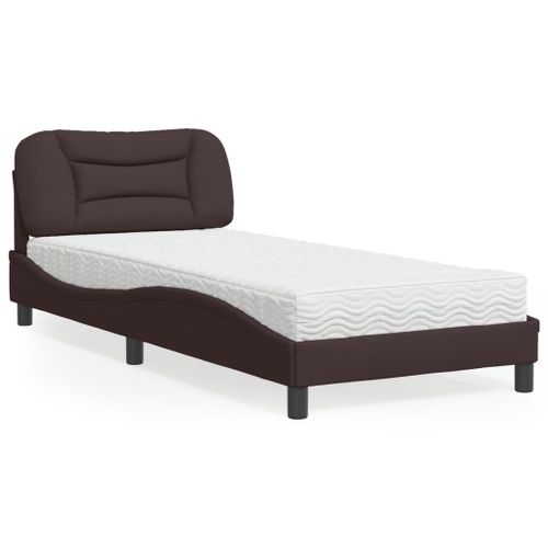 Vidaxl Lit Avec Matelas Marron Foncé 90x200 Cm Tissu