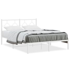 Vidaxl Cadre De Lit Métal Avec Tête De Lit Blanc 140x190 Cm