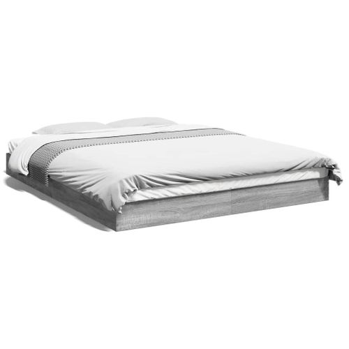 Vidaxl Cadre De Lit Sans Matelas Sonoma Gris 150x200 Cm