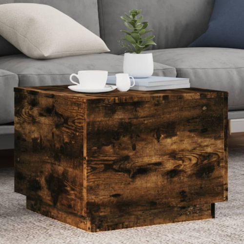 Vidaxl Table Basse Avec Lumières Led Chêne Fumé 50x50x40 Cm