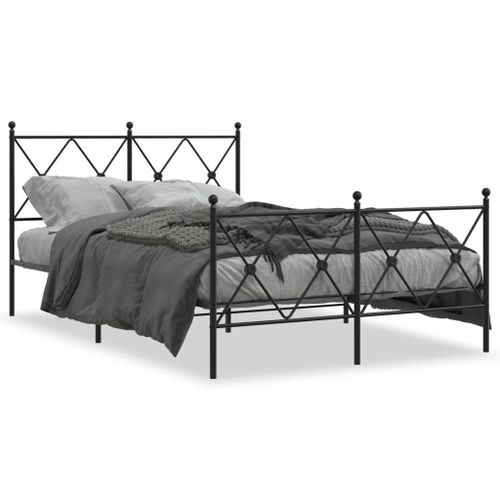 Vidaxl Cadre De Lit Métal Avec Tête De Lit/Pied De Lit Noir 120x190 Cm