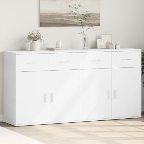 Vidaxl Buffets 2 Pcs Blanc 79x38x80 Cm Bois D’Ingénierie