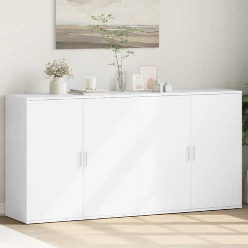 Vidaxl Buffets 2 Pcs Blanc 79x38x80 Cm Bois D’Ingénierie