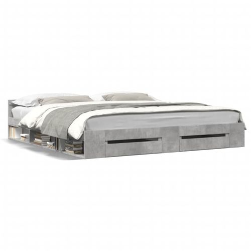 Vidaxl Cadre De Lit Avec Tiroirs Sans Matelas Gris Béton 180x200 Cm