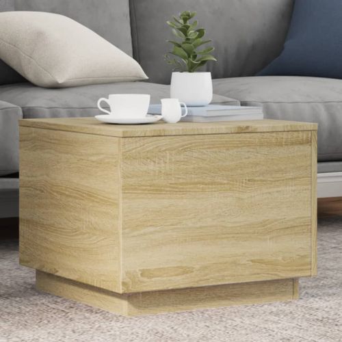Vidaxl Table Basse Avec Lumières Led Chêne Sonoma 50x50x40 Cm