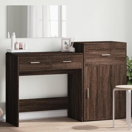 Vidaxl Ensemble De Coiffeuse 3 Pcs Chêne Marron Bois D'ingénierie