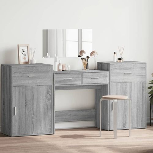 Vidaxl Ensemble De Coiffeuse 4 Pcs Sonoma Gris Bois D'ingénierie