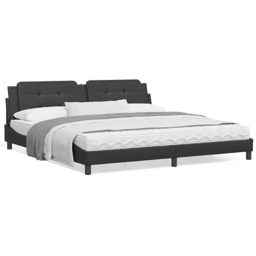 Vidaxl Lit Avec Matelas Noir 200x200 Cm Similicuir