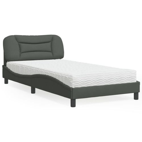 Vidaxl Lit Avec Matelas Gris Foncé 100x200 Cm Tissu