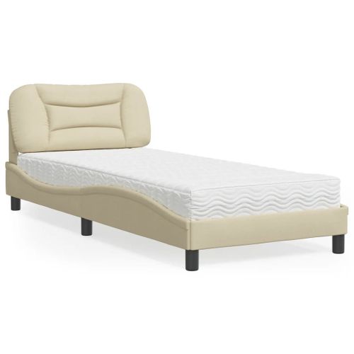 Vidaxl Lit Avec Matelas Crème 90x190 Cm Tissu