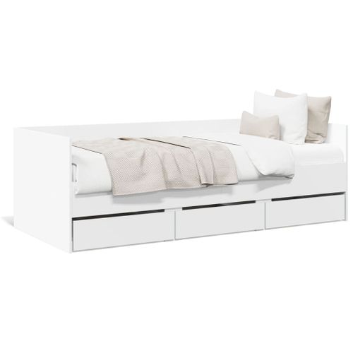Vidaxl Lit De Jour Avec Tiroirs Sans Matelas Blanc 90x190 Cm