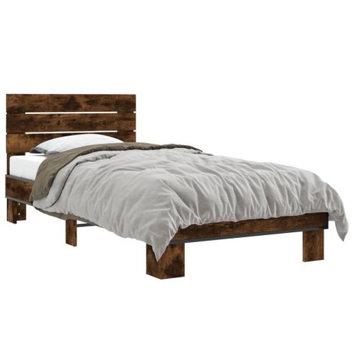 Vidaxl Cadre De Lit Sans Matelas Chêne Fumé 100x200 Cm