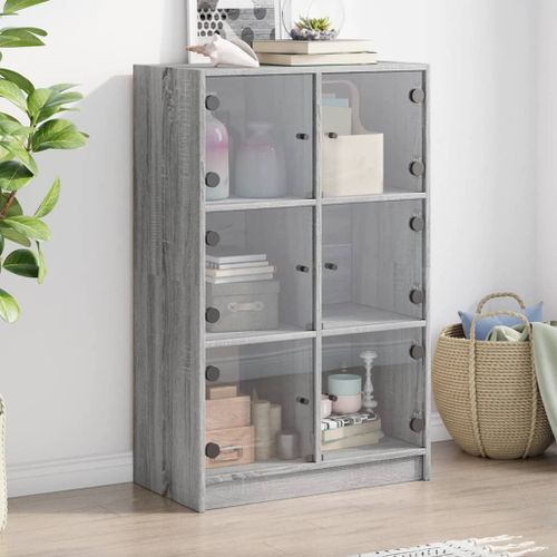 Vidaxl Buffet Haut Avec Portes Gris Sonoma 68x37x109cm Bois Ingénierie
