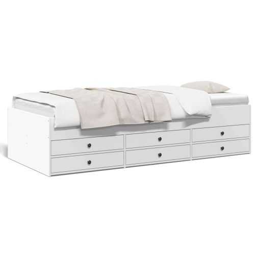 Vidaxl Lit De Jour Avec Tiroirs Sans Matelas Blanc 90x200 Cm