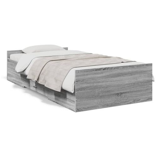 Vidaxl Cadre De Lit Avec Tiroirs Sans Matelas Sonoma Gris 90x190 Cm
