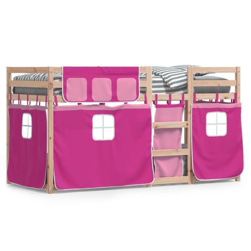 Vidaxl Lit Superposé Sans Matelas Rose 75x190 Cm Bois De Pin Massif