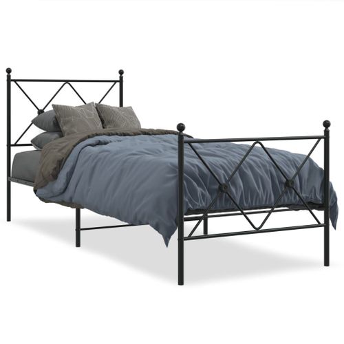 Vidaxl Cadre De Lit Métal Avec Tête De Lit/Pied De Lit Noir 80x200 Cm