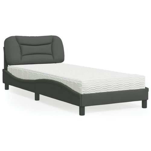 Vidaxl Lit Avec Matelas Gris Foncé 90x200 Cm Tissu