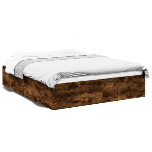 Vidaxl Cadre De Lit Sans Matelas Chêne Fumé 150x200 Cm