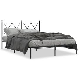 Vidaxl Cadre De Lit Métal Avec Tête De Lit Noir 140x190 Cm
