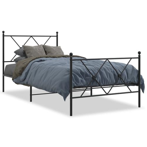 Vidaxl Cadre De Lit Métal Avec Tête De Lit/Pied De Lit Noir 90x190 Cm