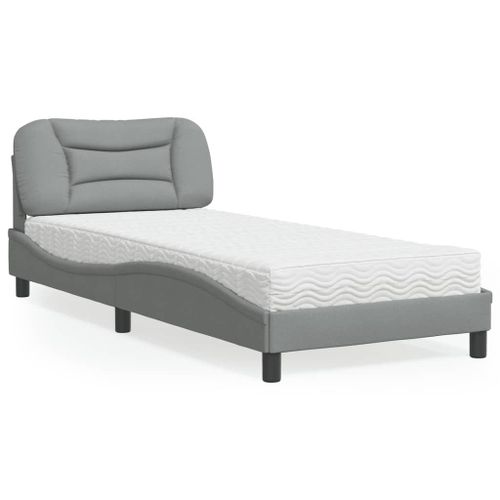Vidaxl Lit Avec Matelas Gris Clair 80x200 Cm Tissu