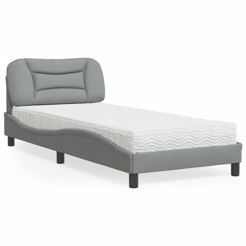 Vidaxl Lit Avec Matelas Gris Clair 90x190 Cm Tissu
