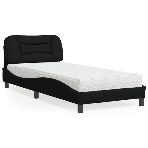 Vidaxl Lit Avec Matelas Noir 90x200 Cm Tissu