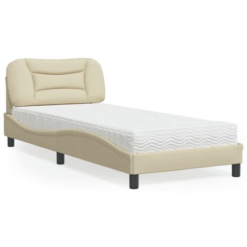 Vidaxl Lit Avec Matelas Crème 90x200 Cm Tissu