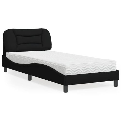 Vidaxl Lit Avec Matelas Noir 90x190 Cm Tissu