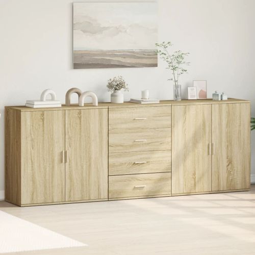 Vidaxl Buffets 3 Pcs Chêne Sonoma Bois D'ingénierie