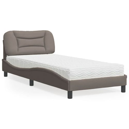 Vidaxl Lit Avec Matelas Taupe 90x190 Cm Tissu