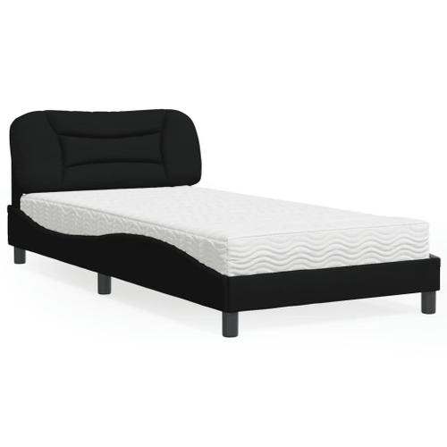 Vidaxl Lit Avec Matelas Noir 100x200 Cm Tissu