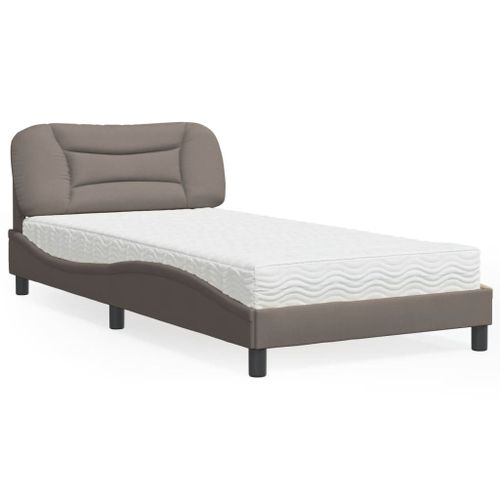 Vidaxl Lit Avec Matelas Taupe 100x200 Cm Tissu
