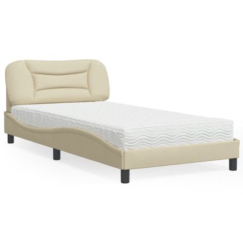 Vidaxl Lit Avec Matelas Crème 100x200 Cm Tissu