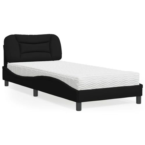 Vidaxl Lit Avec Matelas Noir 80x200 Cm Tissu