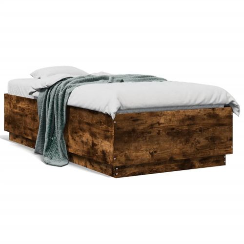 Vidaxl Cadre De Lit Avec Lumières Led Chêne Fumé 90x190 Cm