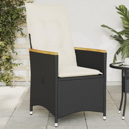 Vidaxl Chaise Inclinable De Jardin Avec Coussins Noir Résine Tressée