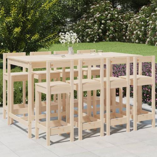 Vidaxl Ensemble De Bar De Jardin 9 Pcs Bois De Pin Massif